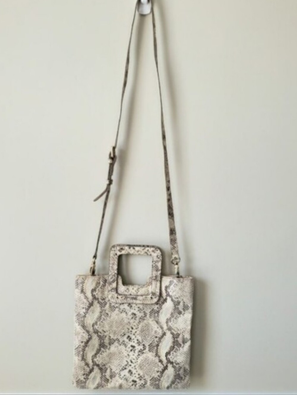 TMRW Studio 100% Leather Snake-Print Squared Crossbody/Clutch Bag - 9.5x10